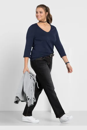 Sheego Stretch-Jeans »Jeans »Die Gerade« mit Used-Effekten«