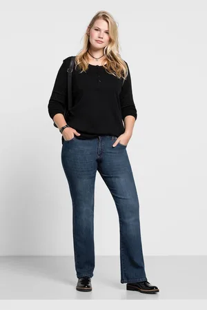 Sheego Bootcut-Jeans »Jeans in 5-Pocket-Form, mit Used-Effekten«