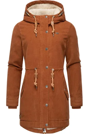 Ragwear Wintermantel »Winterjacke Canny Corduroy«, stylischer Damen Cordmantel mit Kapuze