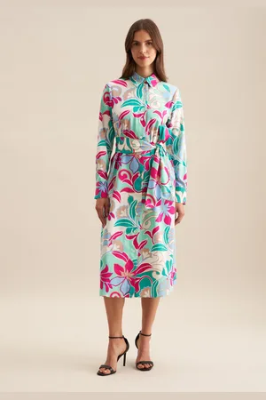 Seidensticker Sommerkleid »Schwarze Rose«, Langarm Kragen Floral