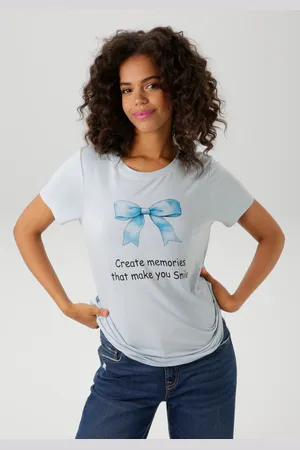 Aniston T-Shirt, mit Schleife und Schriftzug bedruckt - NEUE KOLLEKTION