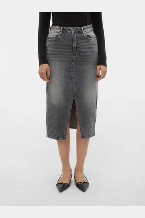 VERO MODA Maxirock »VMVERI HR CALF DENIM SKIRT GA NOOS«