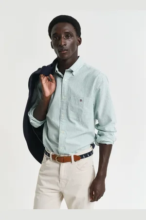 GANT Langarmhemd »Regular Fit Oxford Hemd strukturiert langlebig dicker gestreift«, mit dezenter Logostickerei