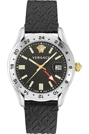 VERSACE Quarzuhr »GRECA TIME GMT«, Armbanduhr, Herrenuhr, Datum, Swiss Made, Leuchtzeiger, 2. Zeitzone