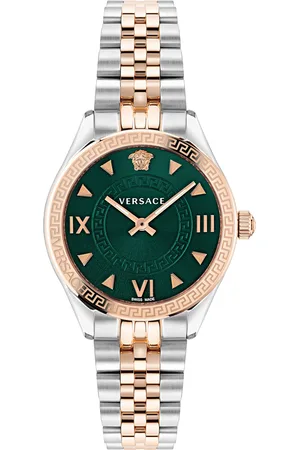 VERSACE Quarzuhr »HELLENYIUM LADY«, Armbanduhr, Damenuhr, Saphirglas, Swiss Made, bicolor, Leuchtzeiger