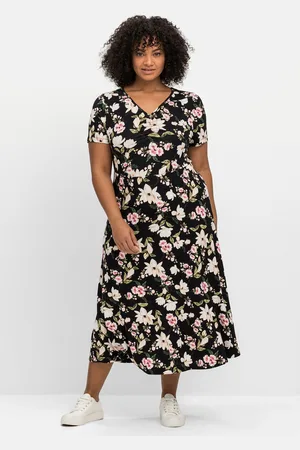 Sheego Jerseykleid »Jerseykleid in Midilänge, mit Blumendruck«
