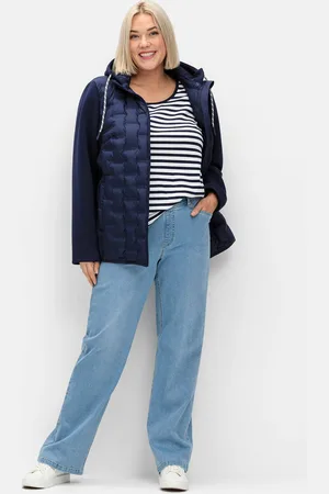 Sheego Steppjacke »Steppjacke im Materialmix, mit abnehmbarer Kapuze«, mit Kapuze