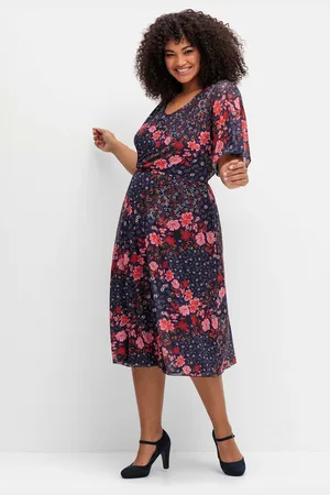 Sheego Sommerkleid »Meshkleid mit Blumendruck und blickdichtem Futter«