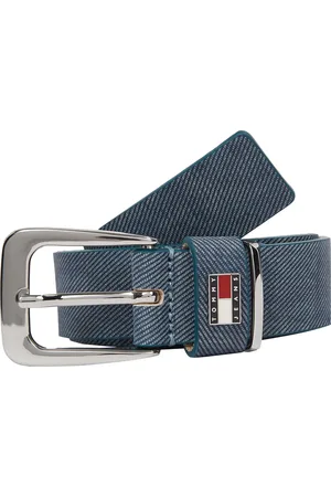 Tommy Hilfiger Ledergürtel »TJW HERITAGE 3.0 LEATHER DENIM«, Denimoptik, Markenlogoemblem aus Metall