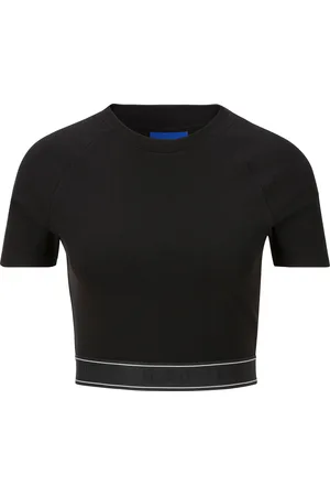 Hugo Blue T-Shirt »Dolly_B«, mit Logo-Elastiktape, cropped