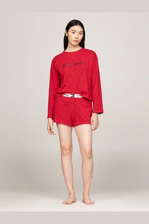 Tommy Hilfiger Pyjama »LS SHORT PRT PJ SET«, (Set, 2 tlg., 2tlg), mit Herzen Allover-Muster