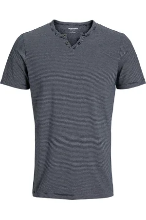 JACK & JONES T-Shirt »JJESPLIT NECK STRIPE TEE SS NOOS«, mit besonderem Rundhalsausschnitt