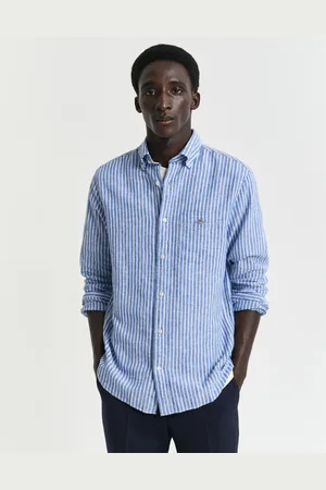 GANT Langarmhemd »REG COTTON LINEN STRIPE SHIRT«, leicht, luftig und atmungsaktiv