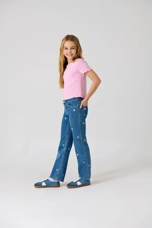 ONLY Weite Jeans »KOGJUICY WIDE LEG HEART EMB DNM JEANS«