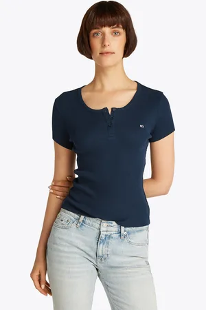 Tommy Hilfiger T-Shirt »TJW SLIM BUTTON RIB C-NECK SS«, mit Knöpfen