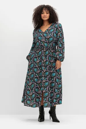 Sheego Maxikleid »Maxikleid mit Paisleyprint und Taillen-Smokbund«