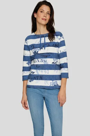 Rabe 3/4-Arm-Shirt, mit Streifenmuster und Print