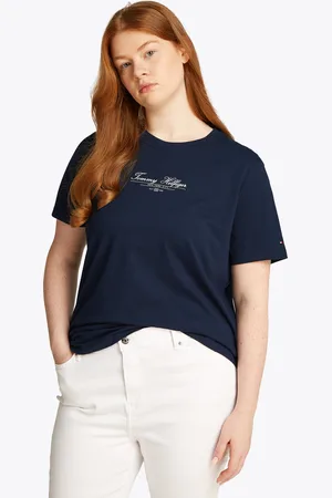 Tommy Hilfiger Rundhalsshirt »CRV REG SCRIPT C-NK TEE SS«, in Großen Größen, Logoschriftzug