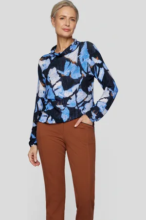 Rabe Langarmshirt, mit Allover-Print und Stehkragen