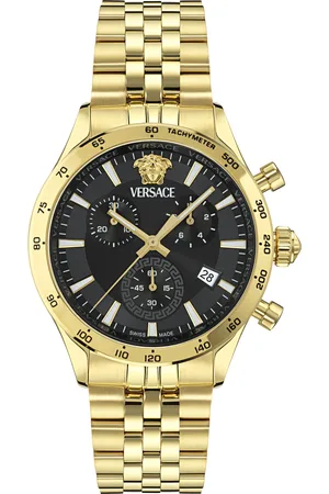 VERSACE Chronograph »HELLENYIUM CHRONO PETITE«, Quarzuhr, Armbanduhr, Herrenuhr,Swiss Made,Edelstahlband,Stoppfunktion