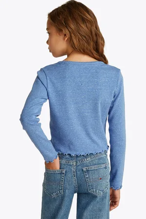 Tommy Hilfiger Langarmshirt »SLUB KNIT TOP LS«, mit gewelltem Saum
