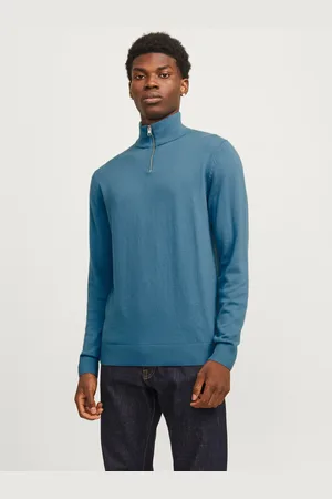 JACK & JONES Troyer »JJEEMIL KNIT HALF ZIP NOOS«, mit Rippbündchen
