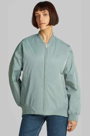 Calvin Klein Bomberjacke »LONG BOMBER«, mit Logodruck, Rumpfabschluss verengt durch Gummizug