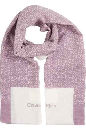 Calvin Klein Schal »GEO MINIMAL LOGO LINEN STOLE«, Logoprägung, ausgefranste Enden