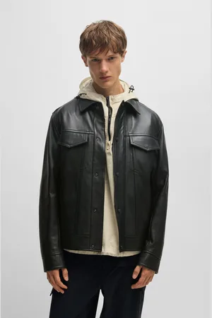 HUGO BOSS Lederjacke »Jocruz«, mit Druckknopfleiste