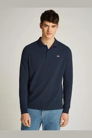 Tommy Hilfiger Langarm-Poloshirt »TJM SLIM PLACKET POLO LS EXT«, in Großen Größen, Logostickerei