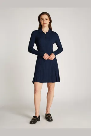 Tommy Hilfiger Strickkleid »RAYON CABLE F&F LS MIDI DRESS«, mit Zopfmuster, Metalllabel