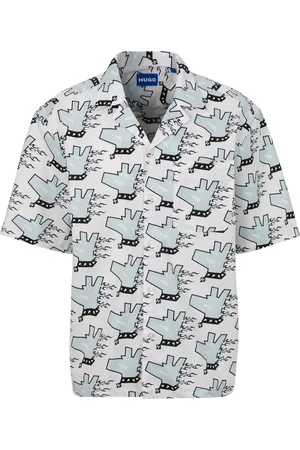 Hugo Blue Kurzarmhemd »Eligino«, mit allover Print, HUGO Doggo, Dogprint