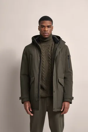 Bugatti Langjacke, mit Kapuze, mit innenliegendem Strickkragen