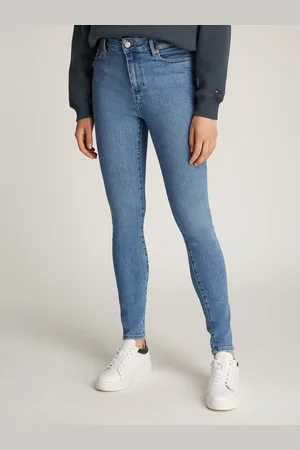 Tommy Hilfiger Skinny-fit-Jeans »Harlem Skinny High Waist«, mit Logo-Badge, in blauer Waschung, in Knöchellänge