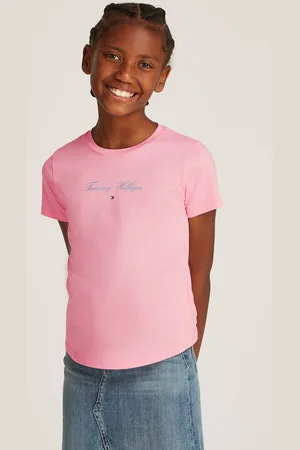 Tommy Hilfiger T-Shirt »TOMMY SCRIPT SLIM TEE SS«, mit glitzerndem Schriftzug