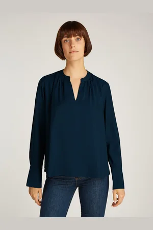Tommy Hilfiger Langarmbluse »SOFT VIS V NECK LS BLOUSE«, mit Raffungen