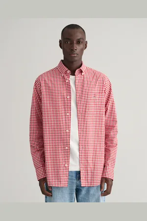 GANT Langarmhemd »REG POPLIN GINGHAM SHIRT«, mit Logostickerei auf der Brust