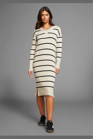 Laura Scott Strickkleid, aus weichem Rippstrick, Midi Länge