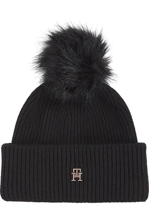 Tommy Hilfiger Beanie »ELEVATED CHIC BEANIE W/POMPOM«, Logoemblem, Pompon