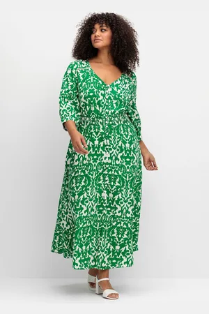 Sheego Druckkleid »Maxikleid mit Punkteprint und gesmokter Taille«