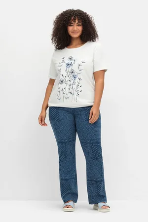 Sheego Bootcut-Jeans »Bootcut-Jeans mit Lasercut-Allovermuster«