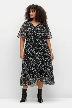 Sheego Chiffonkleid »Chiffonkleid mit Blumendruck und Volant am Saum«