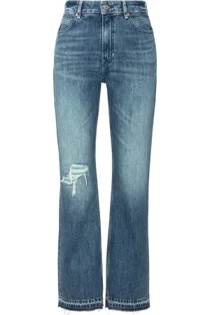 HUGO BOSS Straight-Jeans »Ada High Rise Slim Premium Damenmode«, ( DENIM), im Vintage Look, helle/ türkisfarbene Spots