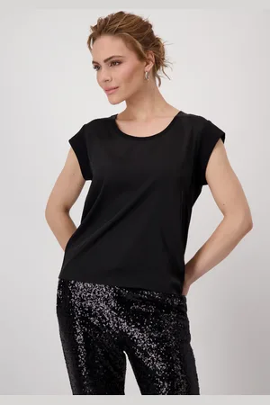 monari Schlupfbluse, mit Glitzersteinchen am Ausschnitt