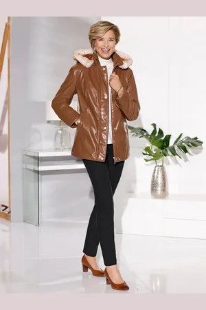 Classic Basics Lederimitatjacke, mit Kapuze