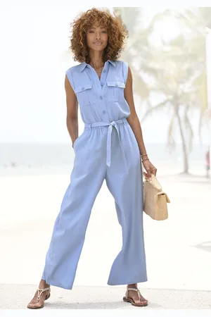 Buffalo Overall, (mit Bindegürtel), aus Leinenmix, sommerlicher Jumpsuit mit Taschen