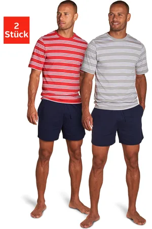 AUTHENTIC LE JOGGER Pyjama, (Packung, 4 tlg., 2 Stück), Schlafanzug mit gestreiften Oberteilen