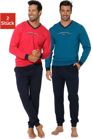 AUTHENTIC LE JOGGER Pyjama, (Packung, 4 tlg., 2 Stück), Schlafanzug mit Frontprint