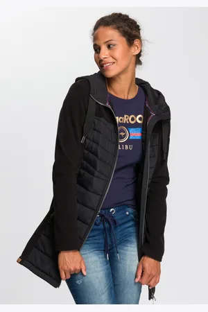 KangaROOS Langjacke, mit Kapuze, leichter Webstoff, figurbetonter Schnitt, mit Kapuze