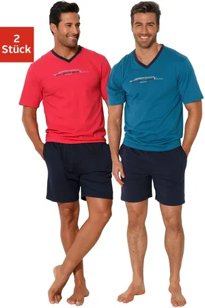 AUTHENTIC LE JOGGER Pyjama, (Packung, 4 tlg., 2 Stück), Schlafanzug mit Frontprint